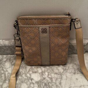 Coach Sling Bag Crossbody Purse - Neutral (Authentic) Gold Khaki C Monogram